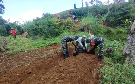 KOMSOS BABINSA KORAMIL 16/PEJAWARAN BANTU PETANI TANAM BIBIT KOPI ARABIKA